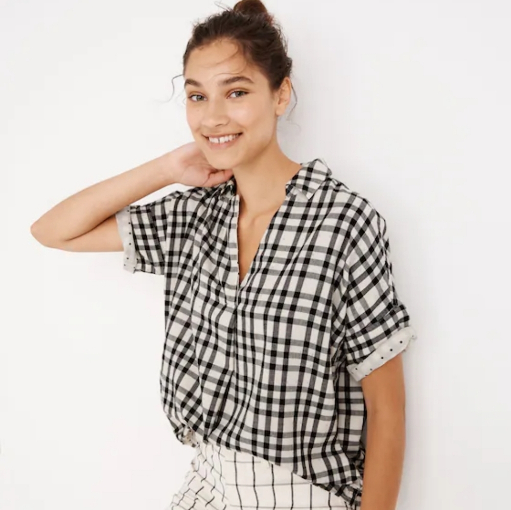 PISTOLA FLANNEL TOP Black White Plaid Women’s Gorpcore Grunge Oversized Y2K